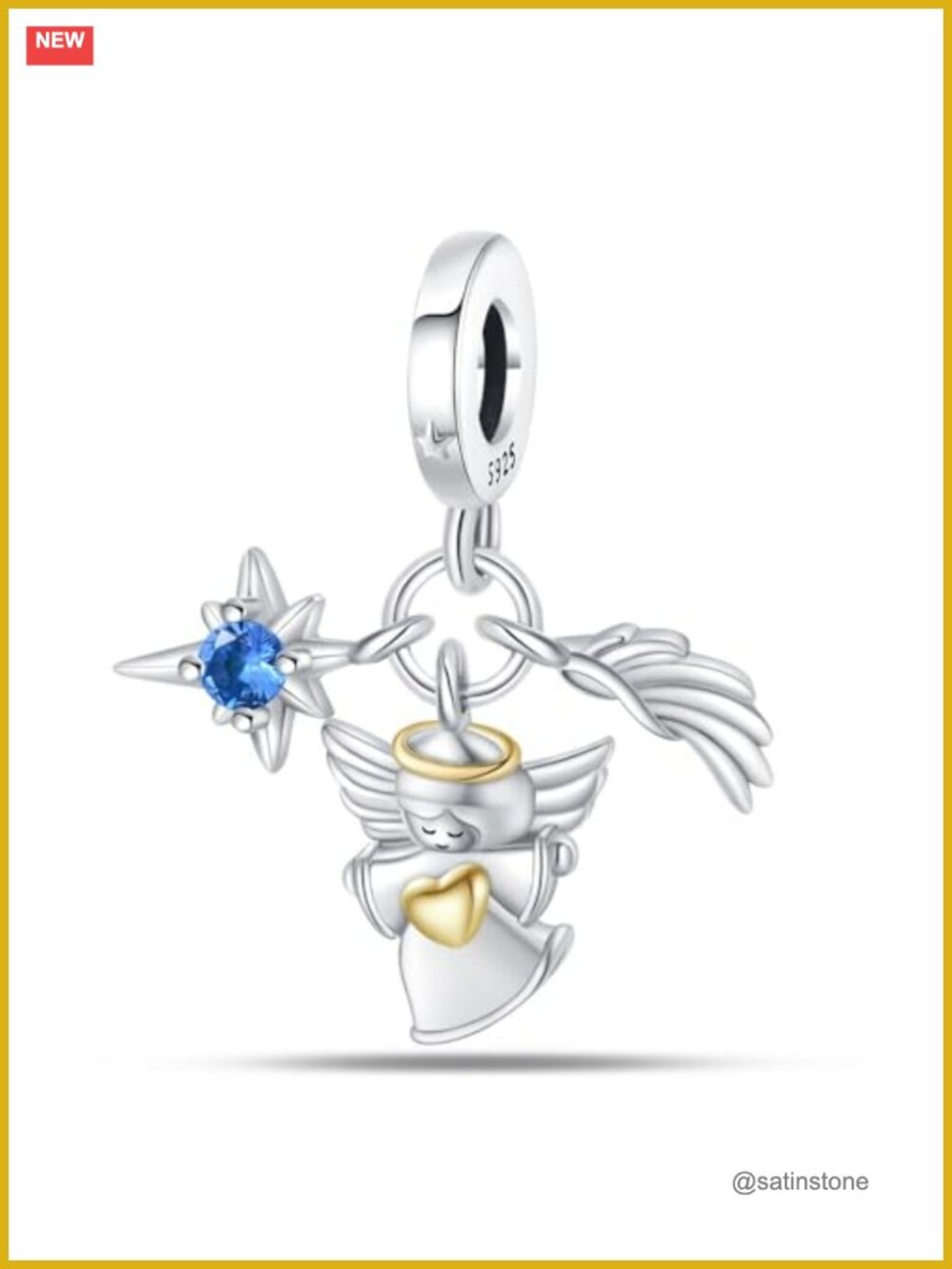 925 Sterling Silver Angel Wings Charm for Bracelet Necklace Jewelry Gift